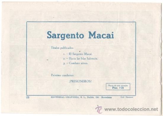 Tebeos: EL SARGENTO MACAI ORIGINAL EDI. GRAFIDEA 1952 - 17 TEBEOS PLANCHA, por MARTINEZ OSETE - Foto 43 - 37027067